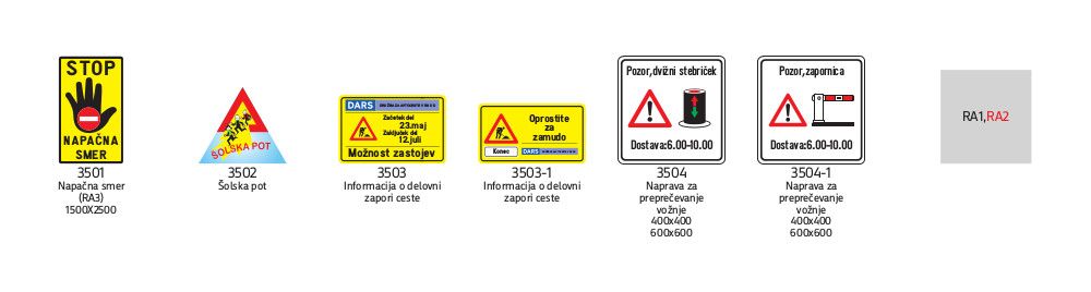 3500 Preventivni obvestilni znaki